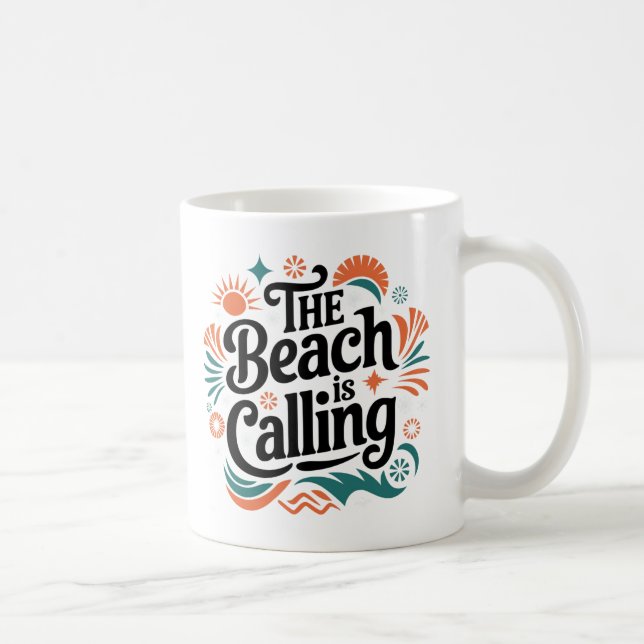 Der Strand ruft Retro Summer Vibes Design an Kaffeetasse (Rechts)