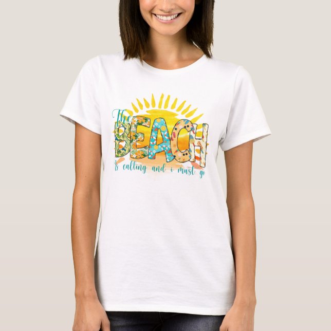 Der Strand ruft | Sonnenuntergang T-Shirt (Vorderseite)