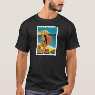 Der Strand von Calvi, Frankreich Vintage-Reisepost T-Shirt