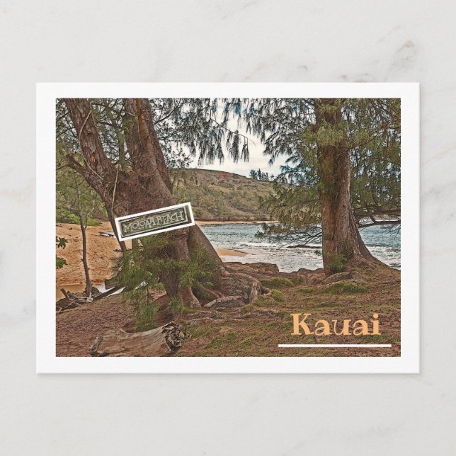 "DER STRAND VON MOLOA AUS DEM BEATEN" POSTKARTE (Vorderseite)