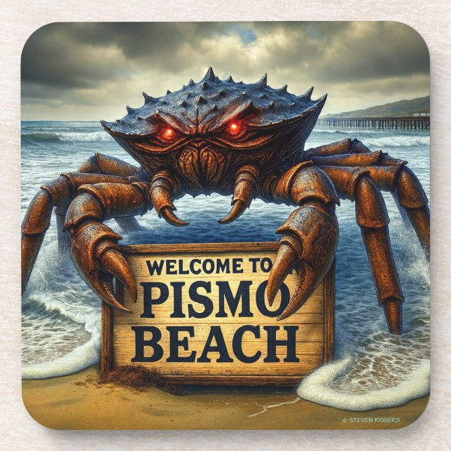 DER STRAND VON PISMO - "KÜSTENKLAPPEN". GETRÄNKEUNTERSETZER (Vorderseite)