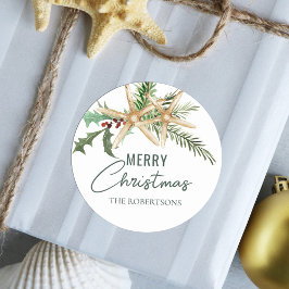 Der Strand von Starfish Tropical Runder Aufkleber