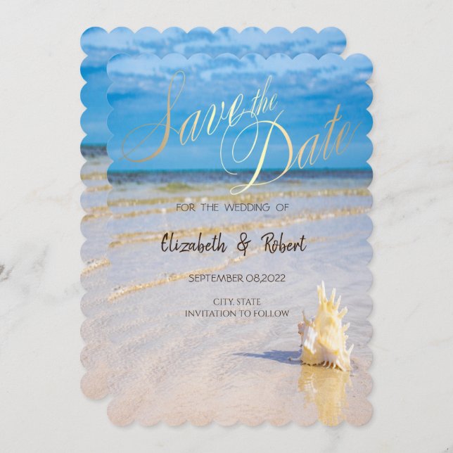 Der Strand windet sich durch das Datum Save The Date (Vorne/Hinten)