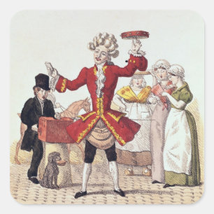 Der Straßen-Sänger, graviert von Alois Senefelde Quadratischer Aufkleber