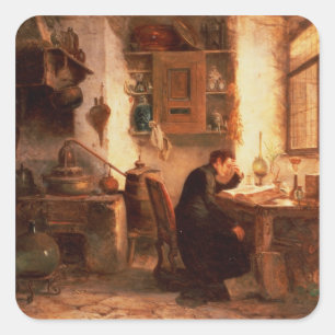 Der Student der Chemie und der Apotheke Quadratischer Aufkleber