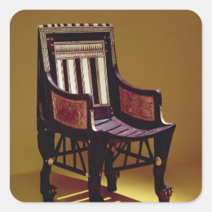 Der Stuhl des Kindes, vom Grab von Tutankhamun Quadratischer Aufkleber