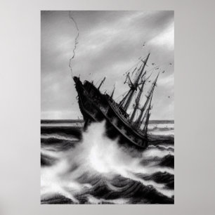 Der Sturm am Meer AI Art Poster