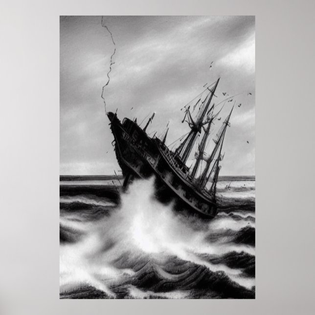 Der Sturm am Meer | AI Art Poster (Vorne)