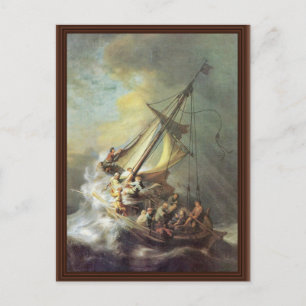 Der Sturm am Meer von Galiläa. Von Rembrandt Van Postkarte