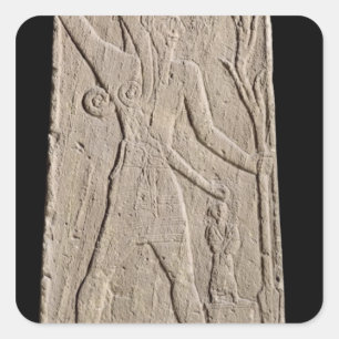 Der Sturmgott Baal mit einem Thunderbolt Quadratischer Aufkleber