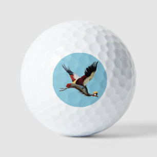 Der südafrikanische Kranich im Mittelflug Golfball