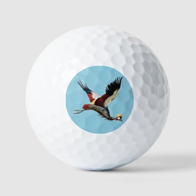 Der südafrikanische Kranich im Mittelflug Golfball (Vorderseite)