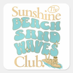 Der Sunshine Club, Strand, Sand, Waves Summer Quot Quadratischer Aufkleber