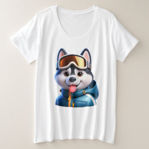 Der Super Husky Abenteurer Große Größe T-Shirt