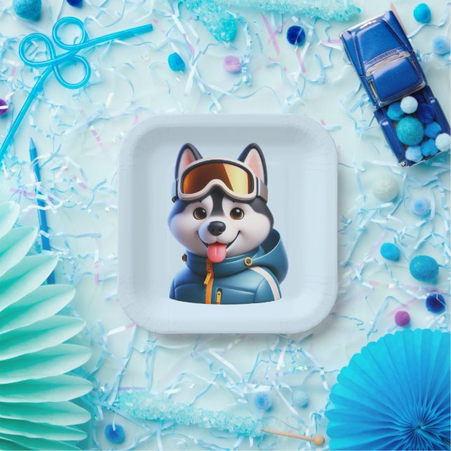Der Super Husky Abenteurer Pappteller (Party)