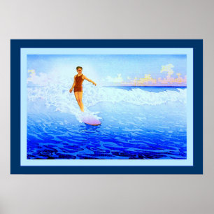 Der Surf Rider ~ Hawaii ~ Vintage Kunst Poster