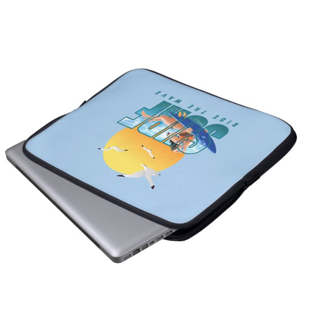 Der Surfer fährt die Welle | 15" Laptop-Sieb (F) Laptopschutzhülle (Vorne Knopf)