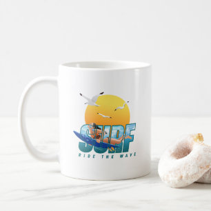 Der Surfer fährt die Welle   F) Klassische Tasse N