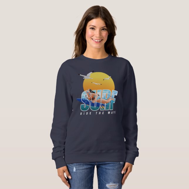 Der Surfer fährt die Welle | Frauen Sweatshirt (Vorne ganz)