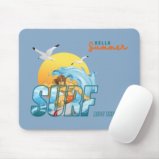 Der Surfer fährt die Welle | (M) Mousepad (Mit Mouse)