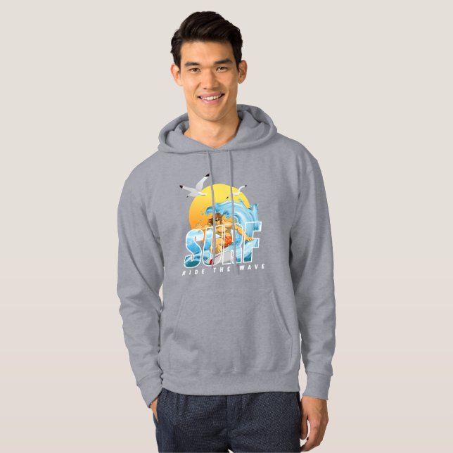 Der Surfer fährt die Welle | Männer Hoodie (Vorne ganz)