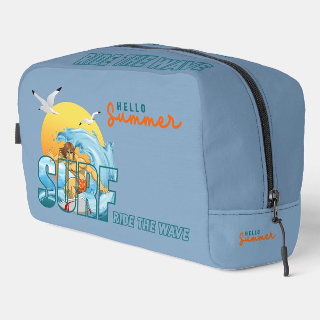 Der Surfer fährt die Welle | Waschbeutel (Rechte Ecke)