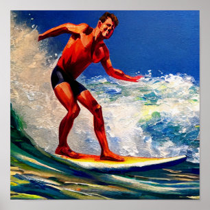 Der Surfer fährt die Wellen Poster