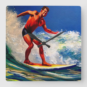 Der Surfer Reitet Auf Den Wellen Quadratische Wanduhr