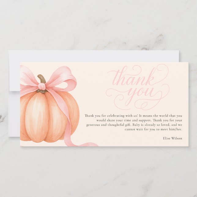 Der süße Kürbisknochen-Rosa-Bogen ist auf dem Weg  Dankeskarte (Vorderseite)