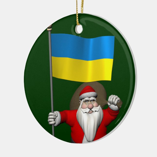 Der süße Weihnachtsmann mit Abtritt der Ukraine Keramikornament (Links)