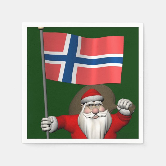 Der süße Weihnachtsmann mit Abtritt Norwegens Serviette (Vorderseite)