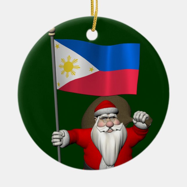 Der süße Weihnachtsmann mit dem Ende der Philippin Keramik Ornament (Vorne)