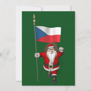 Der süße Weihnachtsmann mit der Flagge der Tschech Feiertagskarte