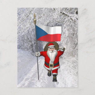 Der süße Weihnachtsmann mit der Flagge der Tschech Feiertagspostkarte