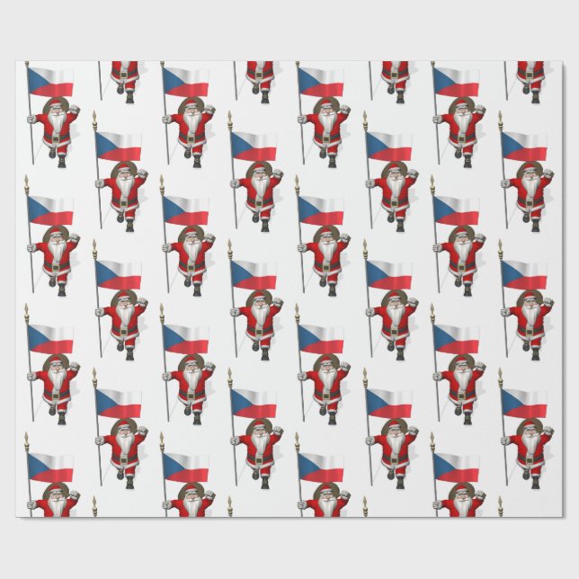 Der süße Weihnachtsmann mit der Flagge der Tschech Geschenkpapier (Flach)