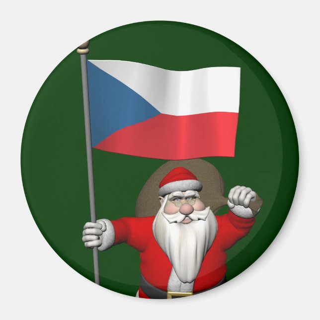 Der süße Weihnachtsmann mit der Flagge der Tschech Magnet (Vorne)