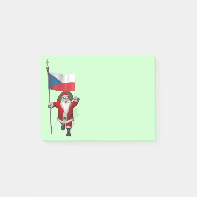 Der süße Weihnachtsmann mit der Flagge der Tschech Post-it Klebezettel (Vorderseite)