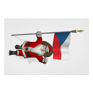 Der süße Weihnachtsmann mit der Flagge der Tschech Poster