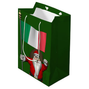 Der süße Weihnachtsmann mit der Flagge Italiens Mittlere Geschenktüte