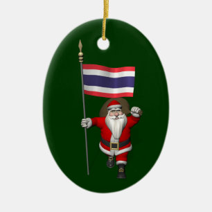 Der süße Weihnachtsmann mit der Flagge Thailands Keramik Ornament