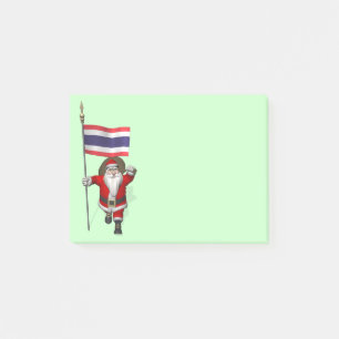 Der süße Weihnachtsmann mit der Flagge Thailands Post-it Klebezettel