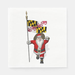 Der süße Weihnachtsmann mit der Flagge von Maryl Serviette