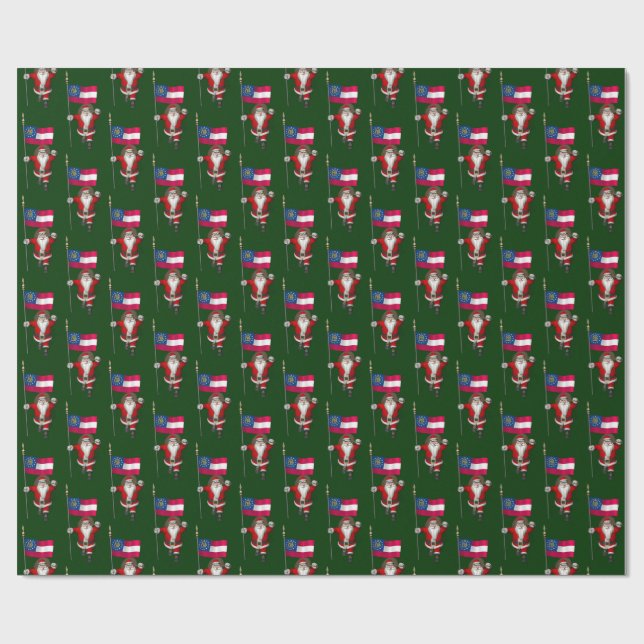 Der süße Weihnachtsmann mit Flagge Georgiens Geschenkpapier (Flach)