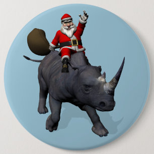 Der süße Weihnachtsmann Rafting A Rhino Button