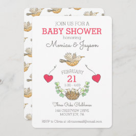 Der süßeste Mama-Vogel fliegt über Nest-Baby-Dusch Einladung