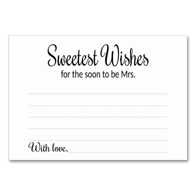 Der süßeste Wunsch, dass der Bald Frau Advice Card Tischnummer (Vorderseite)