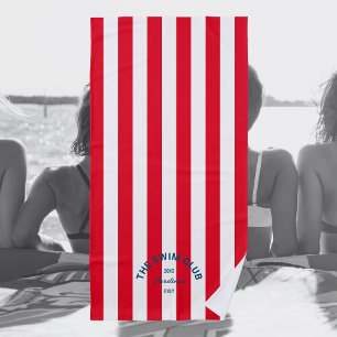 Der Swim Club Blue Wappen Red Cabana Strip Strandtuch