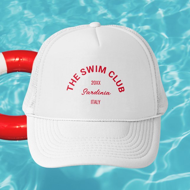 Der Swim Club Custom Red Wappen Swimmingpool White Truckerkappe (Von Creator hochgeladen)