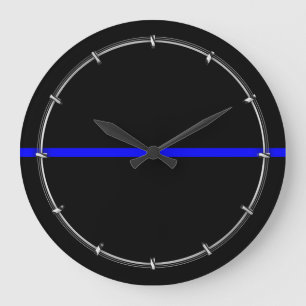 Der symbolische dünne Blue Line-Dekor Große Wanduhr