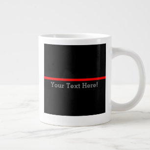 Der symbolische Thin Red Line Ihr Text auf Schwarz Jumbo-Tasse